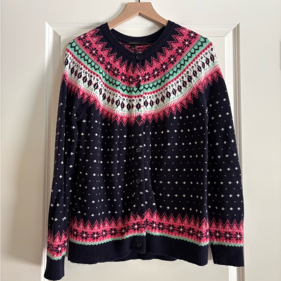 Talbots Fair Isle Print Women’s Cardigan - Picture 2 of 5